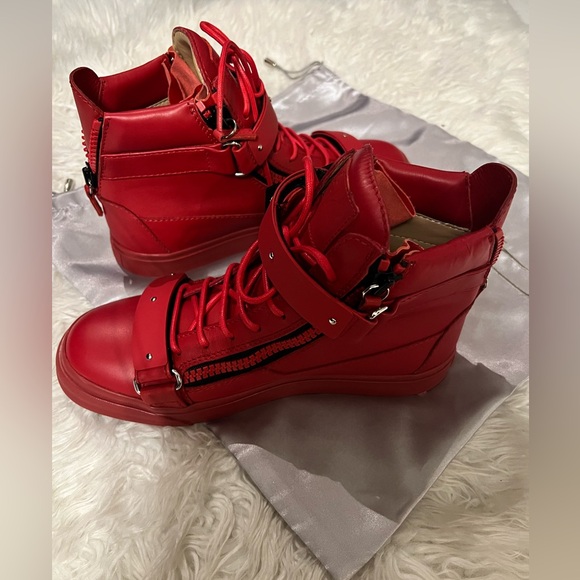 Giuseppe Zanotti red high top sneaker men’s sz 40 - Picture 3 of 8